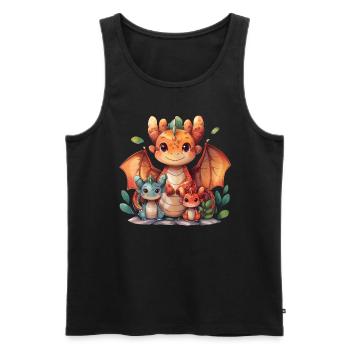 Dragon Family Kawaii Dragon - Men's Premium Organic Tank Top - black - Front - AI Model Male 178 light (178cm)