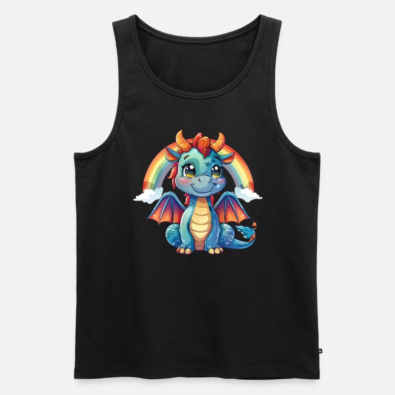 Drache Regenbogen Kawaii Drache Kinder - Männer Premium Bio Tank Top - Schwarz