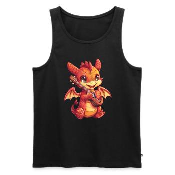 Drache Ukulele Kawaii Drache Kinder - Männer Premium Bio Tank Top - Schwarz - Vorne - AI Model Male 178 light (178cm)