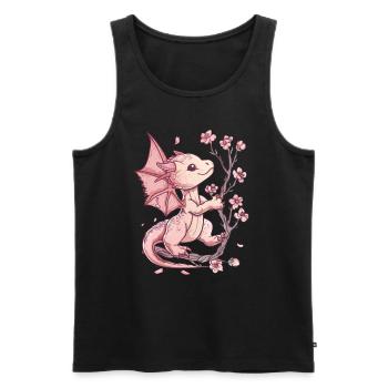 Dragon Fleurs De Cerisier Japonais Mignon - Débardeur bio Premium Homme - noir - Devant - AI Model Male 178 light (178cm)