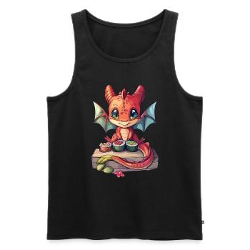 Drache Sushi Japanisch Kawaii - Männer Premium Bio Tank Top - Schwarz - Vorne - Michal (187cm)