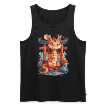 Dragon Torii Gate Japanese Kawaii - Men's Premium Organic Tank Top - black - Front - AI Model Male 178 light (178cm)