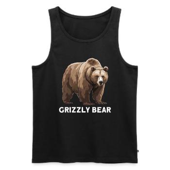 Grizzli Ours brun - Débardeur bio Premium Homme - noir - Devant - AI Model Male 178 light (178cm)