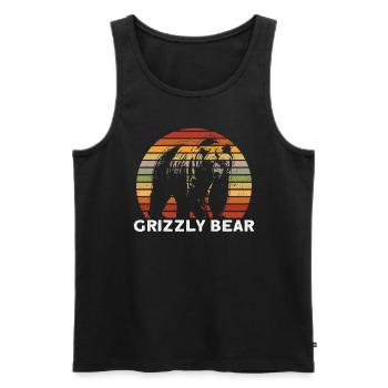 Grizzli Ours brun - Débardeur bio Premium Homme - noir - Devant - AI Model Male 178 light (178cm)