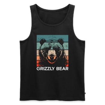 Grizzli Ours brun - Débardeur bio Premium Homme - noir - Devant - AI Model Male 178 light (178cm)