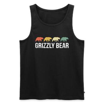 Grizzli Ours brun - Débardeur bio Premium Homme - noir - Devant - AI Model Male 178 light (178cm)
