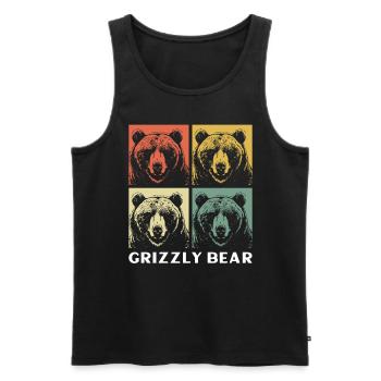 Grizzli Ours brun - Débardeur bio Premium Homme - noir - Devant - AI Model Male 178 light (178cm)