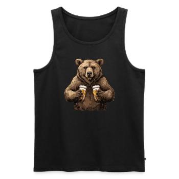 Grizzly Bear Bière Halloween Ours Brun - Débardeur bio Premium Homme - noir - Devant - Michal (187cm)