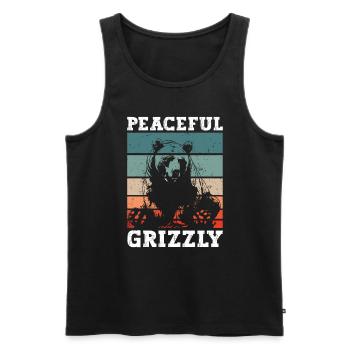 Grizzly Ours brun Ours brun - Débardeur bio Premium Homme - noir - Devant - Michal (187cm)