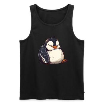 Pingouin endormi Kawaii Penguin Mignon - Débardeur bio Premium Homme - noir - Devant - Michal (187cm)