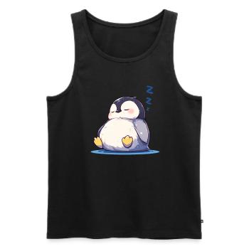Pingouin endormi Kawaii Penguin Mignon - Débardeur bio Premium Homme - noir - Devant - Michal (187cm)