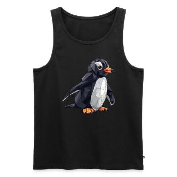 Origami Pingouin Kawaii Pingouin Mignon - Débardeur bio Premium Homme - noir - Devant - Michal (187cm)