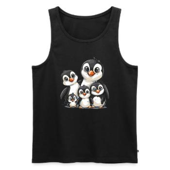 Penguin Family Kawaii Penguin Cute - Men's Premium Organic Tank Top - black - Front - AI Model Male 178 light (178cm)