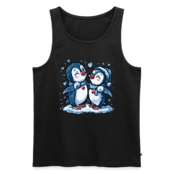 Pingouin Couple Kawaii Pingouin Mignon - Débardeur bio Premium Homme - noir - Devant - Michal (187cm)