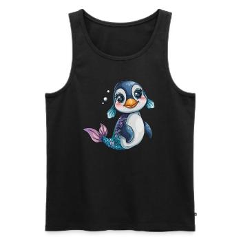 Pingouin, Sirène, Kawaii, Pingouin, Mignon - Débardeur bio Premium Homme - noir - Devant - Michal (187cm)