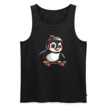 Pinguin Skater Skateboard Kawaii Pinguin Niedlich - Männer Premium Bio Tank Top - Schwarz - Vorne - AI Model Male 178 light (178cm)