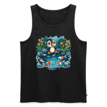 Pingouin, Koi, Poisson, Kawaii, Japonais, Pingouin, Niedlic - Débardeur bio Premium Homme - noir - Devant - Michal (187cm)