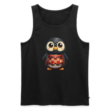 Pingouin Maneki Neko Pingouin Kawaii japonais Niedl - Débardeur bio Premium Homme - noir - Devant - Michal (187cm)