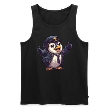 Pinguin Shinkansen Schaffner Japanisch Kawaii Ping - Männer Premium Bio Tank Top - Schwarz - Vorne - Michal (187cm)