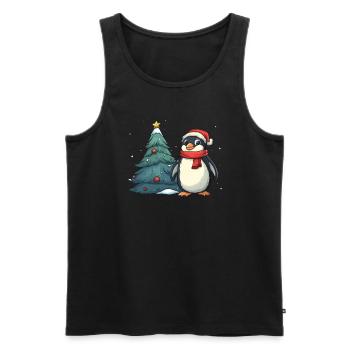 Pinguin Weihnachtsbaum Pinguin Niedlich - Männer Premium Bio Tank Top - Schwarz - Vorne - AI Model Male 178 light (178cm)