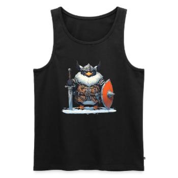 Pinguin Wikinger Kawaii Pinguin Niedlich - Männer Premium Bio Tank Top - Schwarz - Vorne - Michal (187cm)