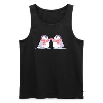 Penguin Couple Kawaii Penguin Cute - Men's Premium Organic Tank Top - black - Front - Michal (187cm)