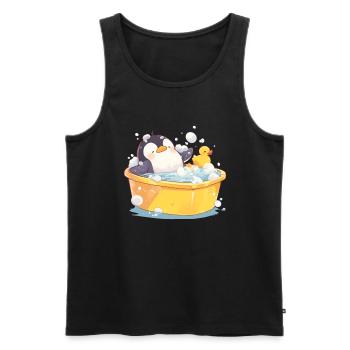 Penguin Bubble Bath Kawaii Penguin Cute - Men's Premium Organic Tank Top - black - Front - Michal (187cm)