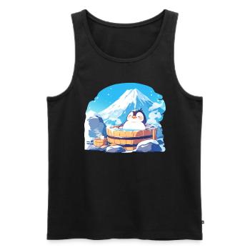 Penguin Onsen Japanese Penguin Cute - Men's Premium Organic Tank Top - black - Front - Michal (187cm)