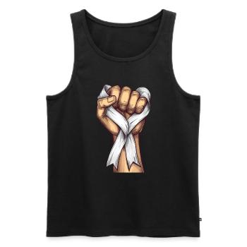 Lungenkrebs-Bewusstseinsmonat Weiße Schleife - Männer Premium Bio Tank Top - Schwarz - Vorne - Michal (187cm)