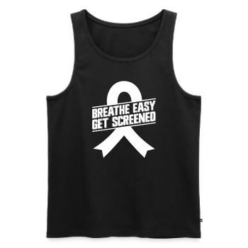 Lungenkrebs-Bewusstseinsmonat Weiße Schleife - Männer Premium Bio Tank Top - Schwarz - Vorne - Michal (187cm)