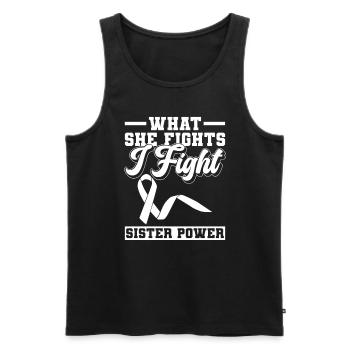 Lung Cancer Awareness Month White Ribbon - Men's Premium Organic Tank Top - black - Front - AI Model Male 178 light (178cm)