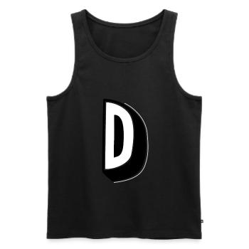 Letter D - Alphabet D - Men's Premium Organic Tank Top - black - Front - AI Model Male 178 light (178cm)