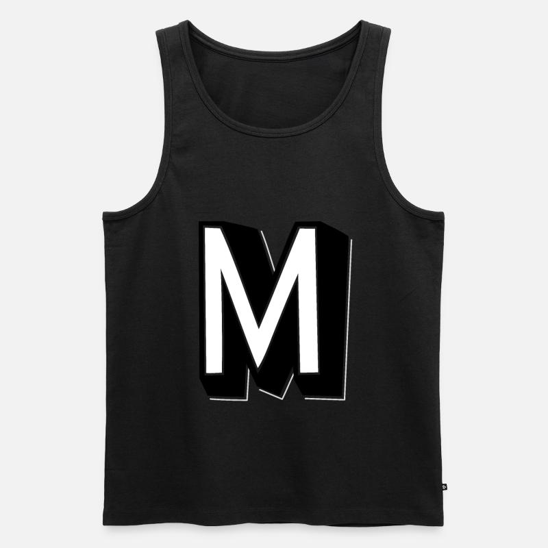 Buchstabe M - Alphabet M. - Männer Premium Bio Tank Top - Schwarz