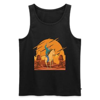 Cowboy Hut Rodeo Texas Pferde Geschenk Cowboy - Männer Premium Bio Tank Top - Schwarz - Vorne - Michal (187cm)