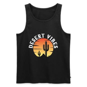 Wüsten-Vibes - Männer Premium Bio Tank Top - Schwarz - Vorne - AI Model Male 178 light (178cm)
