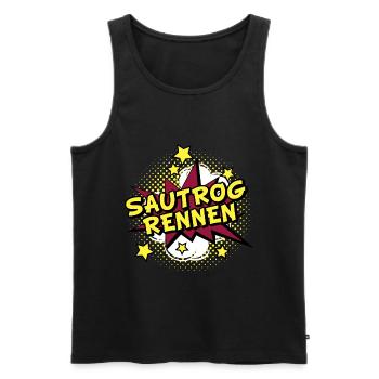 Sautrogrennen Comic Sterne pow shirt boom - Männer Premium Bio Tank Top - Schwarz - Vorne - AI Model Male 178 light (178cm)