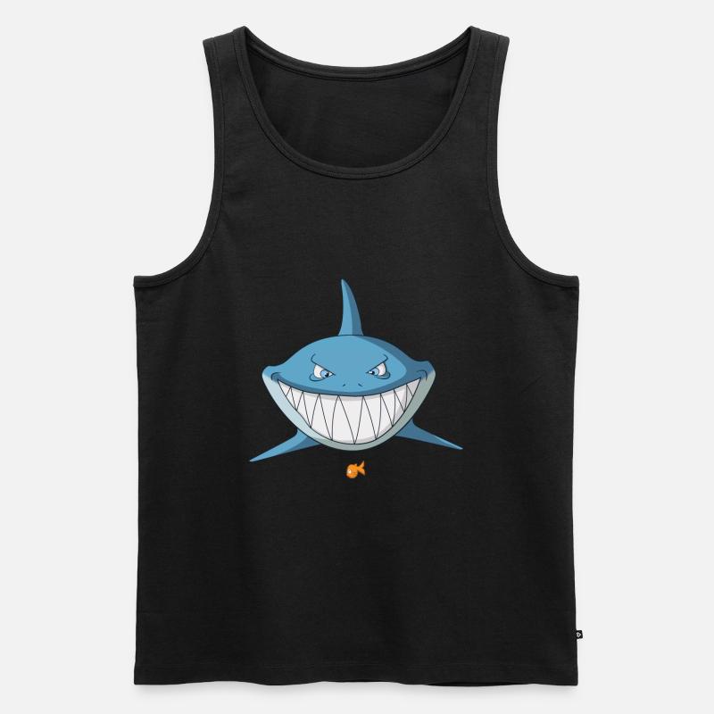 Hai Comic grinst - Fun - Männer Premium Bio Tank Top - Schwarz