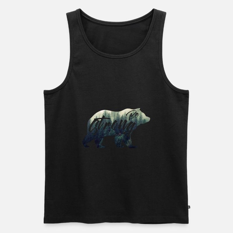 sei stark,be strong. Bär, Wald - Männer Premium Bio Tank Top - Schwarz
