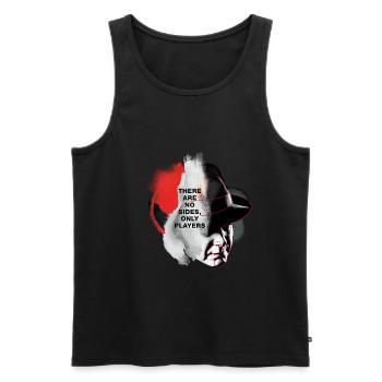 portrait “there are no sides, only players” - Männer Premium Bio Tank Top - Schwarz - Vorne - AI Model Male 178 light (178cm)