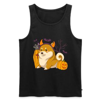 Halloween Bat Pumpkin Dogs Devil Shiba Inu - Men's Premium Organic Tank Top - black - Front - AI Model Male 178 light (178cm)
