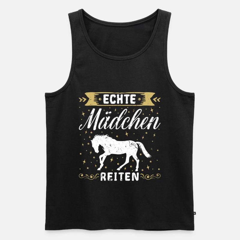 Echte Mädchen Reiten Pferde Geschenk - Männer Premium Bio Tank Top - Schwarz