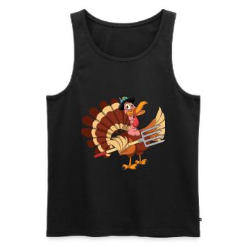 Animal Lover Autumn Gift Funny Turkey - Men's Premium Organic Tank Top - black - Front - Michal (187cm)