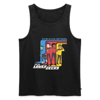 Star Trek Lower Decks Cool, Scrappy Underdogs - Débardeur bio Premium Homme - noir - Devant - AI Model Male 178 light (178cm)
