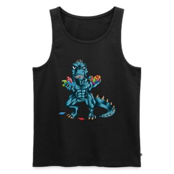 Autism Awareness Raising Dino T Rex Puzzle - Men's Premium Organic Tank Top - black - Front - Michal (187cm)