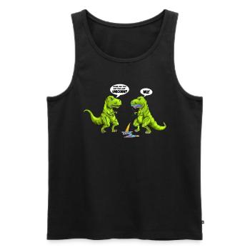 Dinosaur eats the last unicorn Fun Funny - Men's Premium Organic Tank Top - black - Front - Michal (187cm)