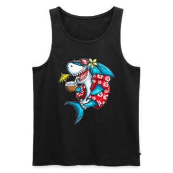 Lustiger Haifische Urlaub Strand Meer Hai Fan - Männer Premium Bio Tank Top - Schwarz - Vorne - Michal (187cm)