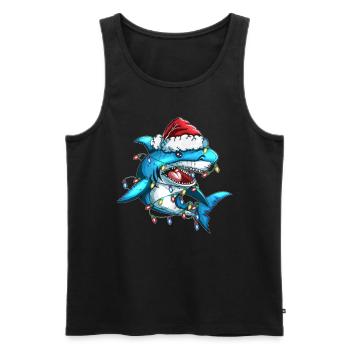 Christmas Tree Shark Christmas Cap Light Decoration - Men's Premium Organic Tank Top - black - Front - Michal (187cm)