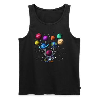 Solar system astronaut with planets as balloons - Men's Premium Organic Tank Top - black - Front - AI Model Male 178 light (178cm)