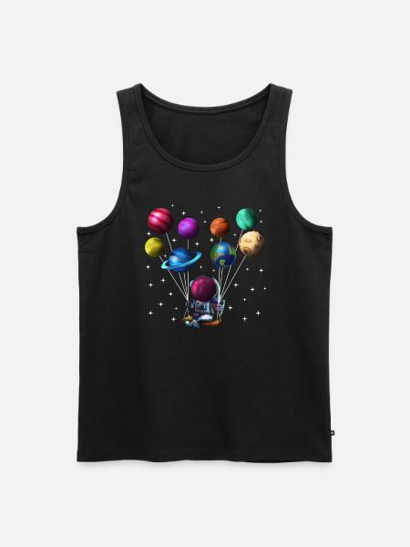 Sonnensystem Astronaut mit Planeten als Ballons - Männer Premium Bio Tank Top - Schwarz
