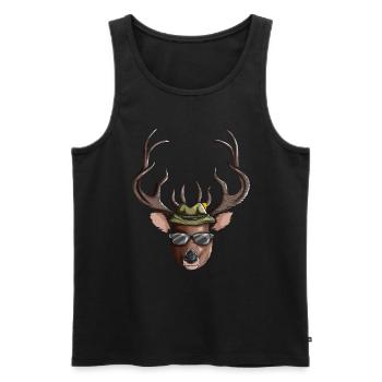 Hunter Motif Deer Red Deer Antlers Treibjagt Fan - Débardeur bio Premium Homme - noir - Devant - AI Model Male 178 light (178cm)